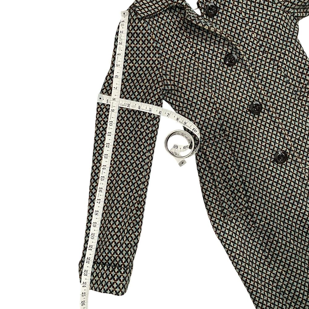 Urban Behavior Wool Blend Coat Geometric Pattern Button Front XS 60s Mod - Picture 8 of 10